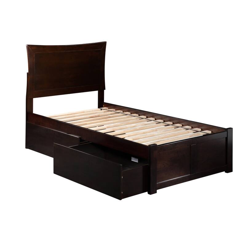 Modern King Bed Platform with Drawers - Espresso Finish, Storage Bed, Sleek Design, Home Bedroom Furniture