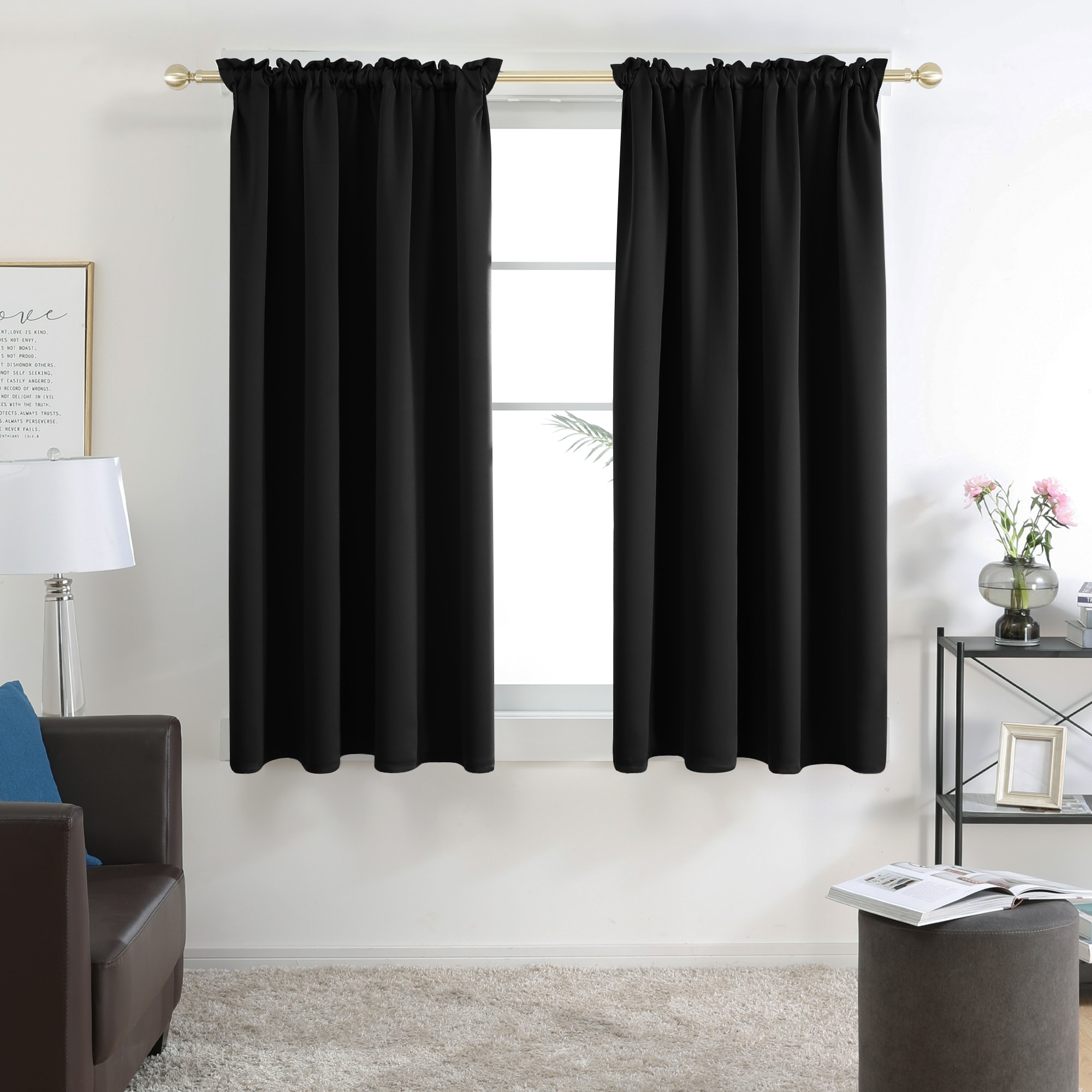 Deconovo Solid Rod Pocket Curtain Panel Pair (2 Panel)
