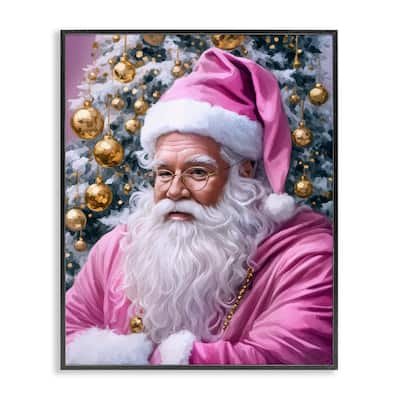 Stupell Traditional Santa in Pink Framed Giclee Art Design By Tabz Jones