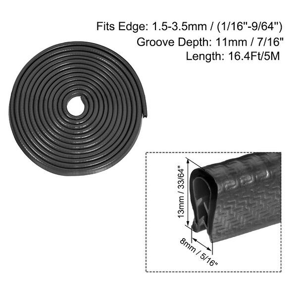 Edge Trim U Seal Extrusion Black Fits 1/16''9/64'' Edge 16.4Ft/5M