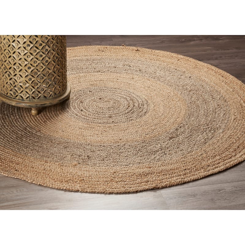 Sevita Organic Jute Braided Area Rug, Natural and Gray