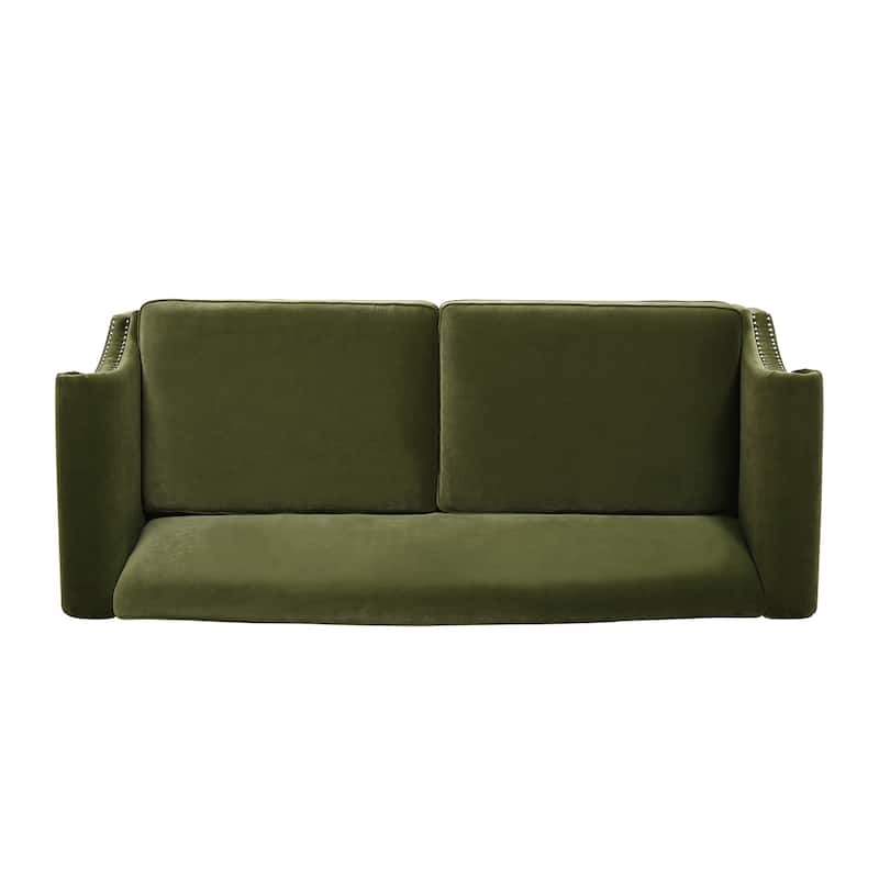 Elaine Camel Back Sofa Nailhead Accents