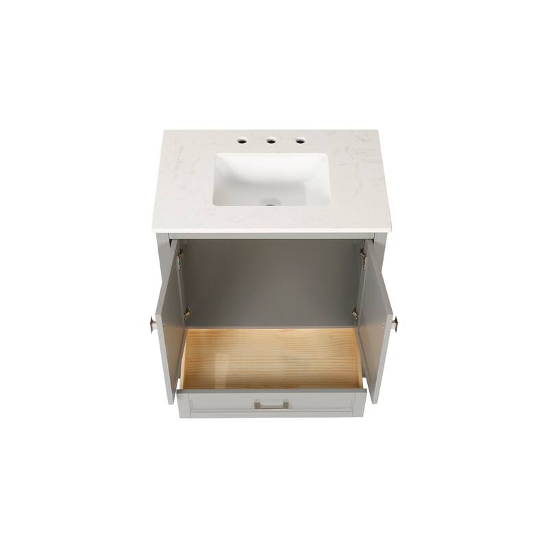 Bathroom Vanity with Sink, Storage Cabinet with Marble Countertop, Bathroom Vanities with Soft Close Doors and Large Drawer