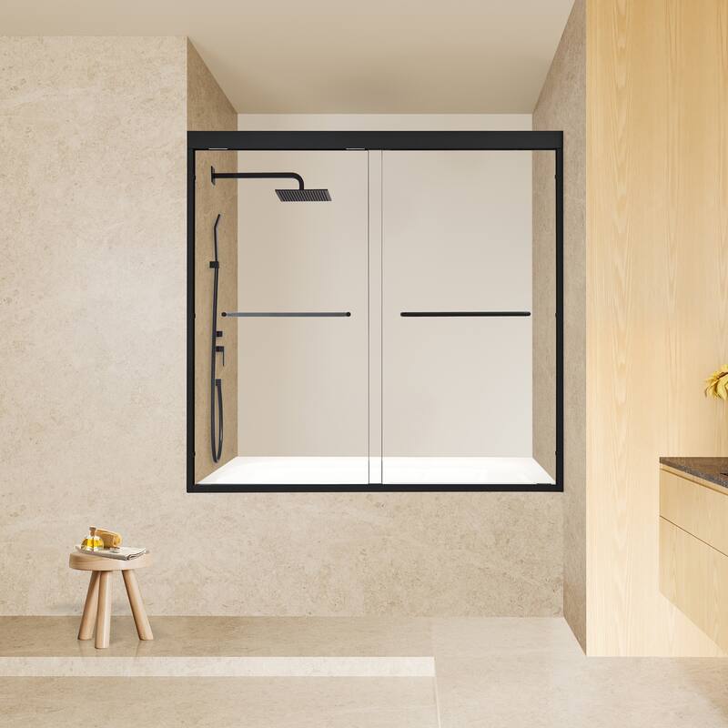 Altair Ennis H By Pass Framed Tub Door in Polished Chrome Finish with Clear Glass - 60"W x 58"H