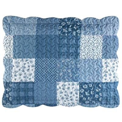 Classic Floral Patchwork Scalloped Edge Pillow Sham