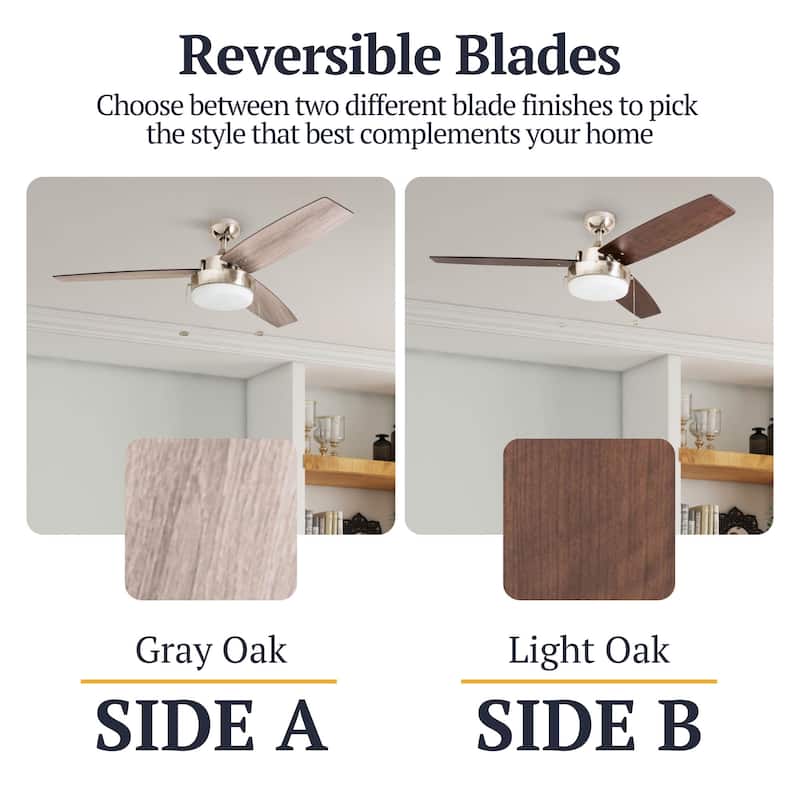Copper Grove Andreas 52-inch Brushed Nickel LED Ceiling Fan with 3 Barnwood Blades