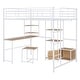 preview thumbnail 25 of 38, Full Size Metal Loft Bed with Bulit-in Desk and Stool, Heavy Duty Loft Bedframe with Cabinet and Open Storage Shelves for Kids