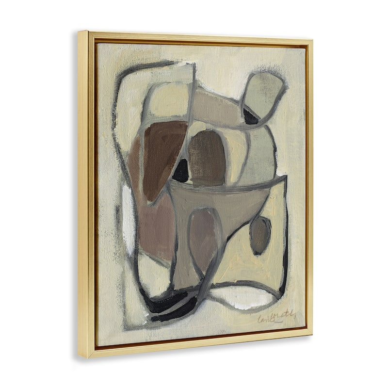 Stupell Rustic Curved Shapes Abstract Framed Floater Canvas Wall Art Design By Lanie Loreth