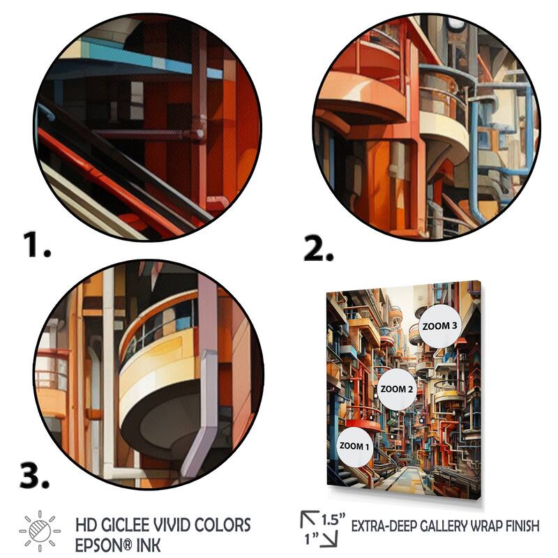 Designart "Constructivism Industrial Utopia Imaginary" Constructivism Framed Canvas Wall Art