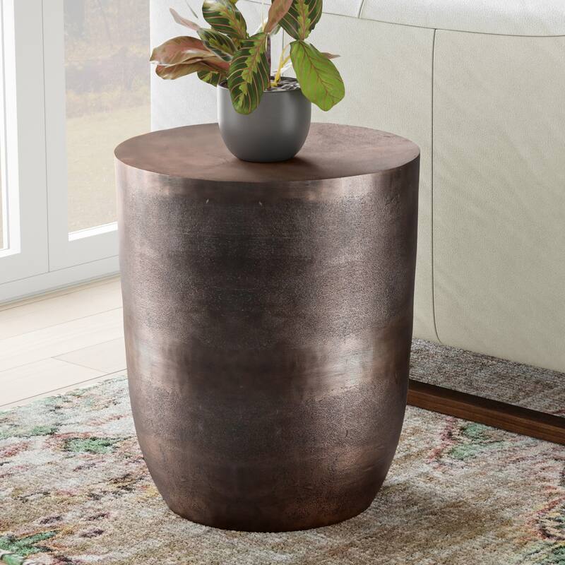 WYNDENHALL Beacon Cast Aluminum Metal Accent Table - 16.5" d x 16.5" w x 20" h - Antique Copper