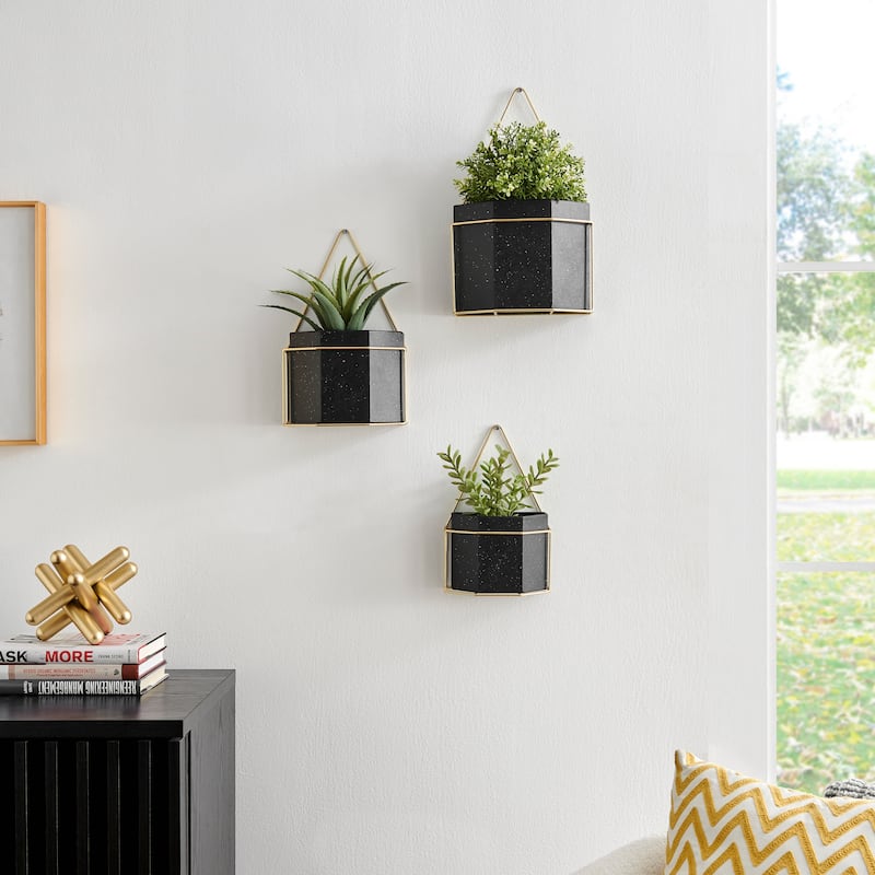 Danya B. Geometric White and Gold Wall Planters Set of 3