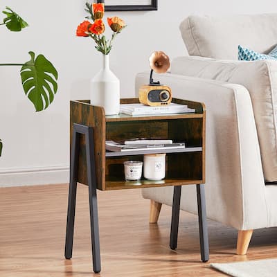 Javlergo Stackable Nightstand with Open Storage Shelves for Bedroom, Side End Table for Living Room