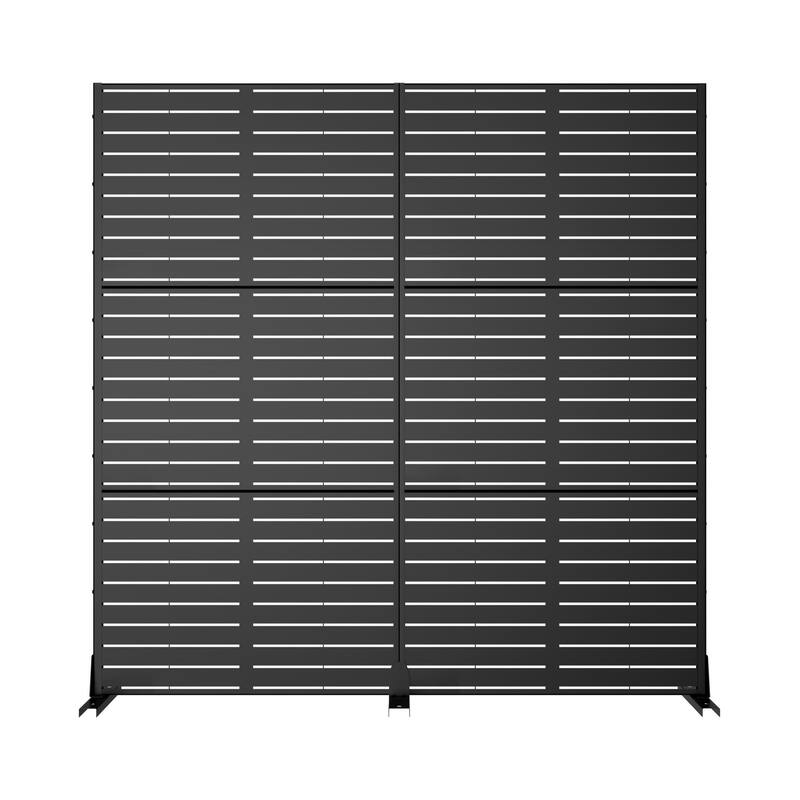 Outdoor Privacy Screen with Stand for Patio Garden Metal Fence Set of 2