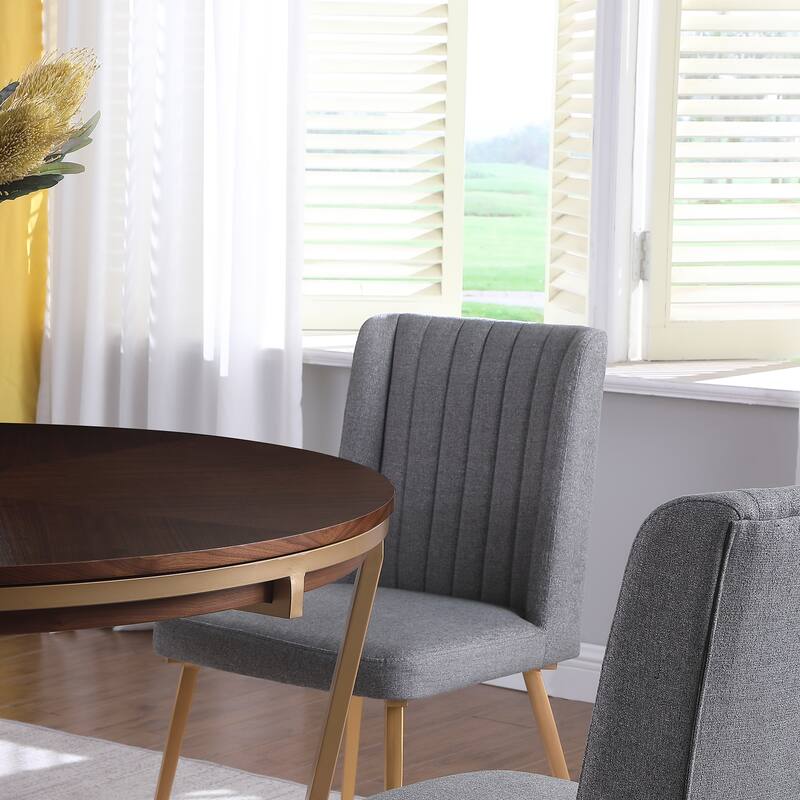 Morden Fort Modern 5-piece Dining Table Set with Classic Round Dining Table Velvet Dining Chair