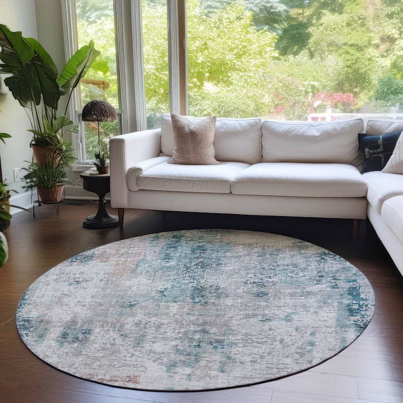 Machine Washable Indoor/ Outdoor Chantille Abstract Modern Rug