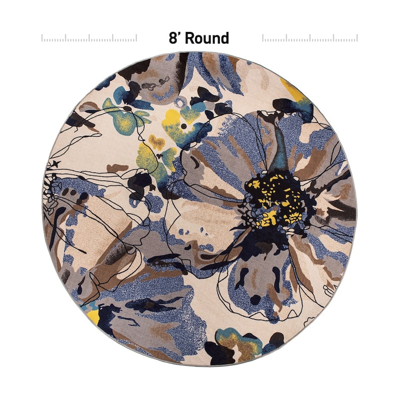 World Rug Gallery Modern Bright Flowers Non-Slip Area Rug Multi