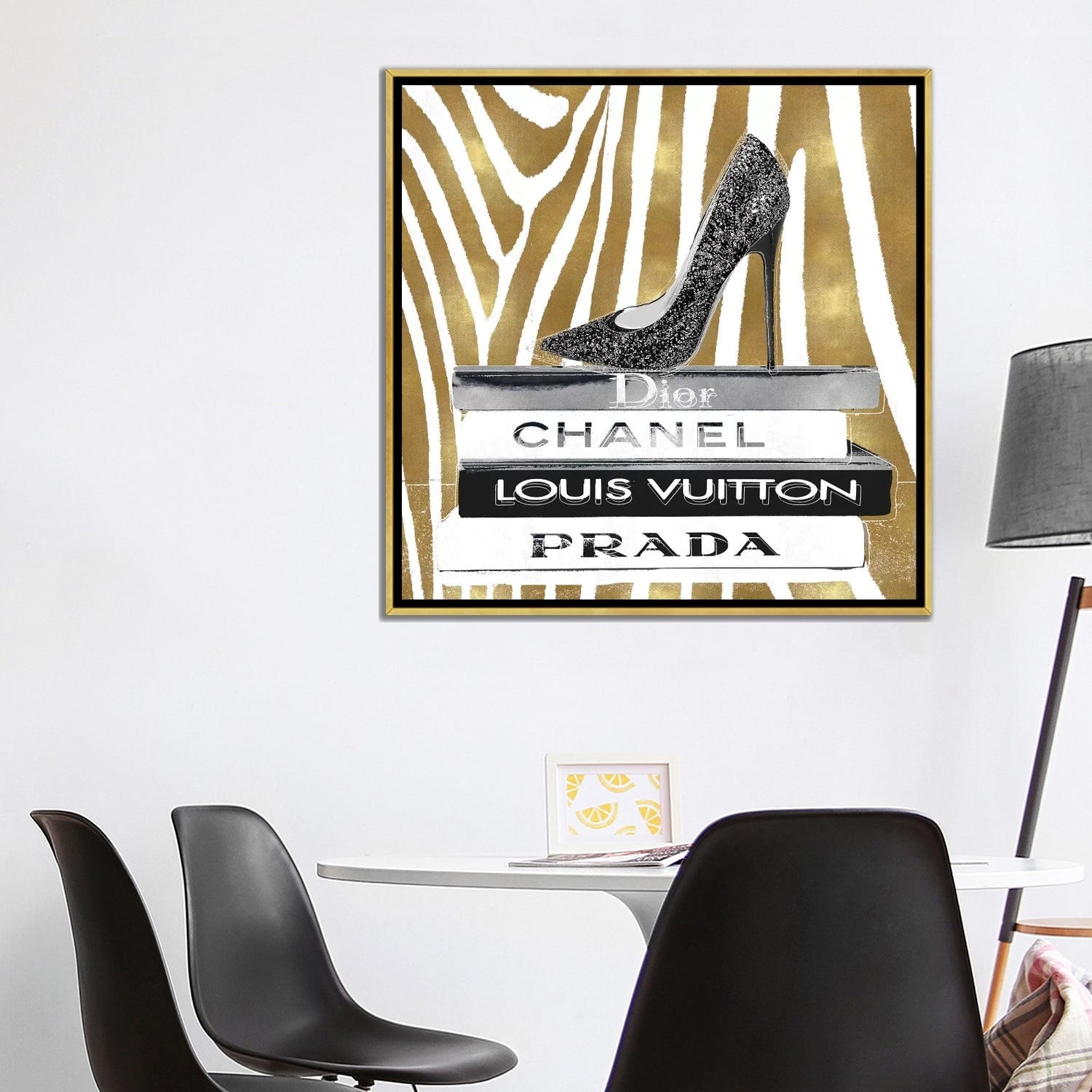 iCanvas High Heel with Zebra Stripes by Madeline Blake Framed Canvas Print  - Bed Bath & Beyond - 36947340