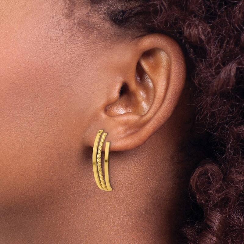 Curata 14k Yellow Gold 26.4x7.7mm Polished Twist Post Earrings