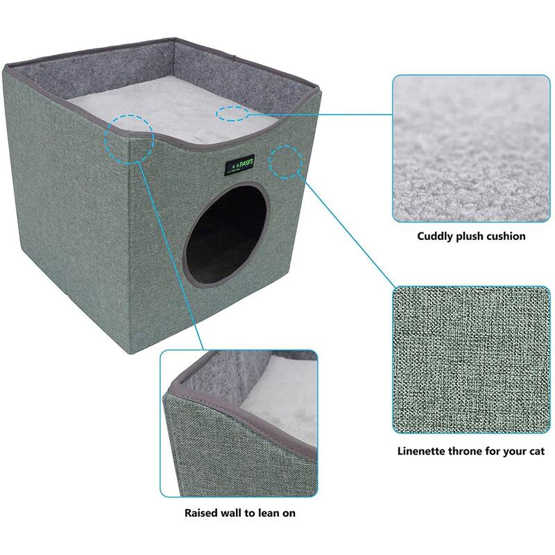Jespet Foldable Cat Condo, Sage Green - YES