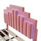 preview thumbnail 9 of 7, Pink Full Size Velvet Upholstered Platform Bed - 4 Drawers, 16 Colors & 4 Patterns RGB Lights, Irregular Metal Bed Legs
