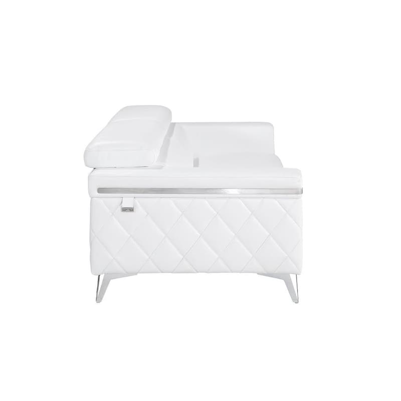 HomeRoots 89" White Italian Leather Sofa With Silver Legs - 89