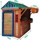 preview thumbnail 4 of 4, Outdoor Playhouse for Kids Pretend Play Wooden Game House with Canopy Working Door Windows Flowerpot Holder Gifts - brown