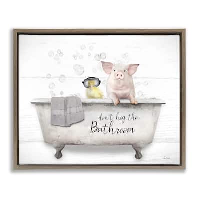 Stupell Don't Hog Bathroom Framed Floater Canvas Wall Art Design by Lori Deiter