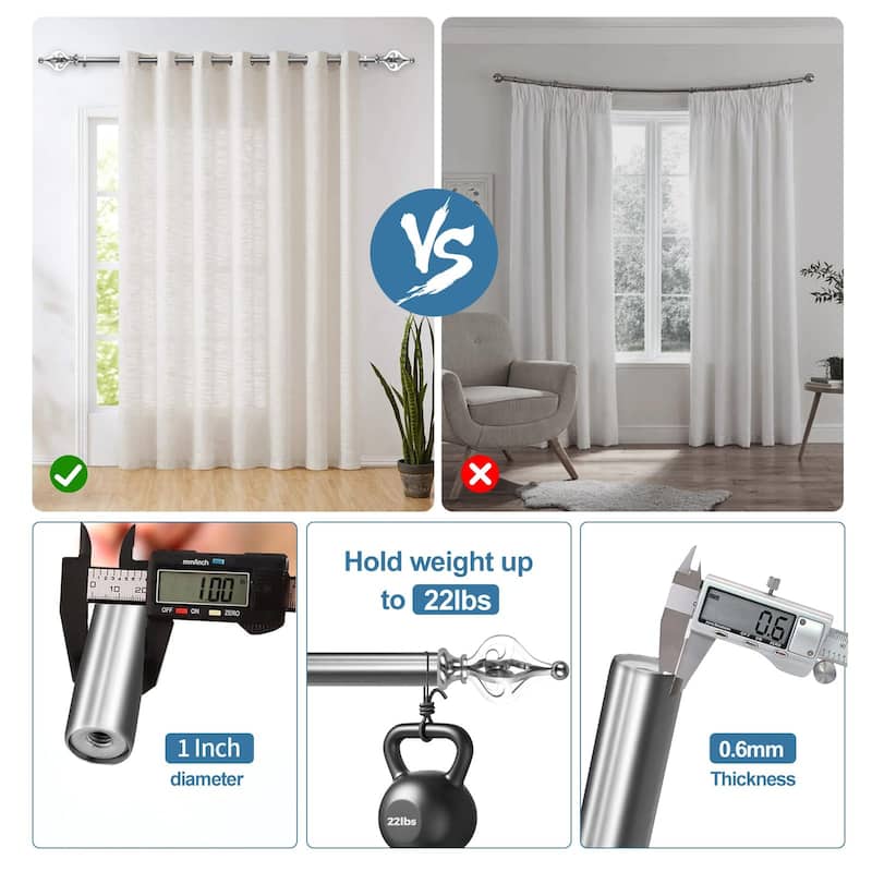 1-inch Diameter Portia Adjustable Single Drapery Curtain Rod