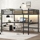 preview thumbnail 3 of 6, Sleek Black Metal Loft Bed: Integrated Power Outlet & LED Lighting, Ultra Space - Saving, and Noise - Minimized