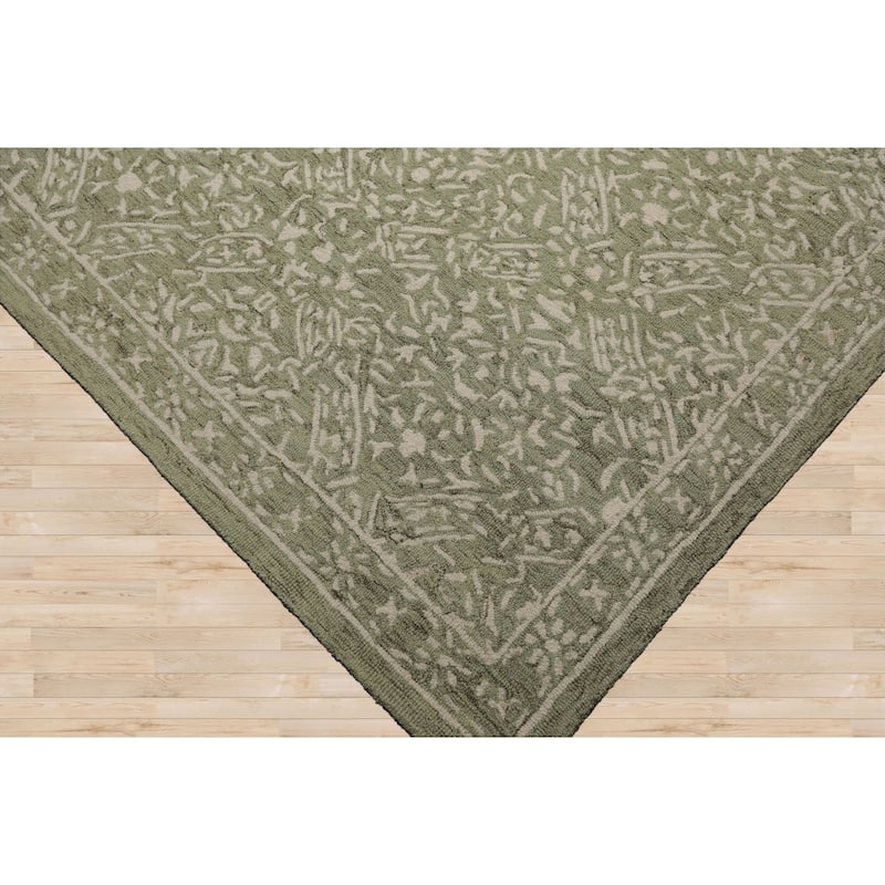 Multi Size 5'x8' Terracotta Wool Hand Hooked Transitional Rug with All-Over