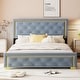 preview thumbnail 2 of 10, Queen Size Upholstered Platform Bed with Tufted Padded Headboard, Metal Wire Frame Accents, Sturdy Metal Legs