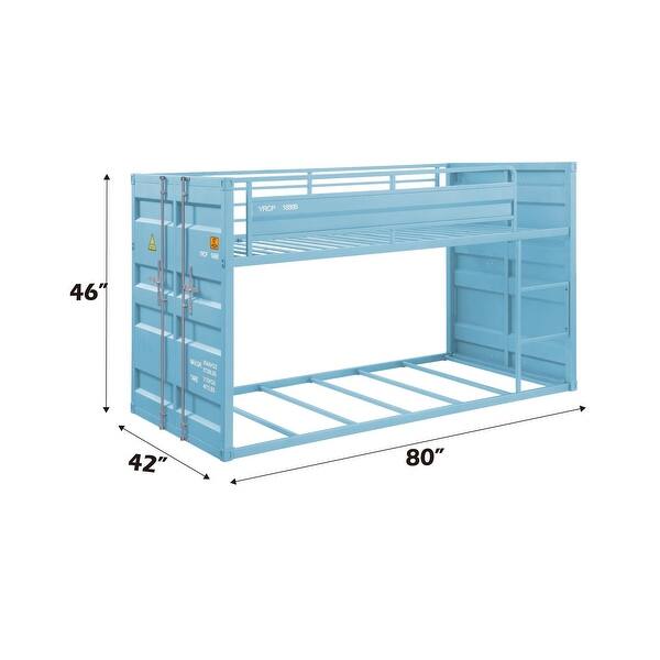 dimension image slide 1 of 2, Metal Twin/Twin Bunk Bed, 20+7 Slat System & Right Front Ladder