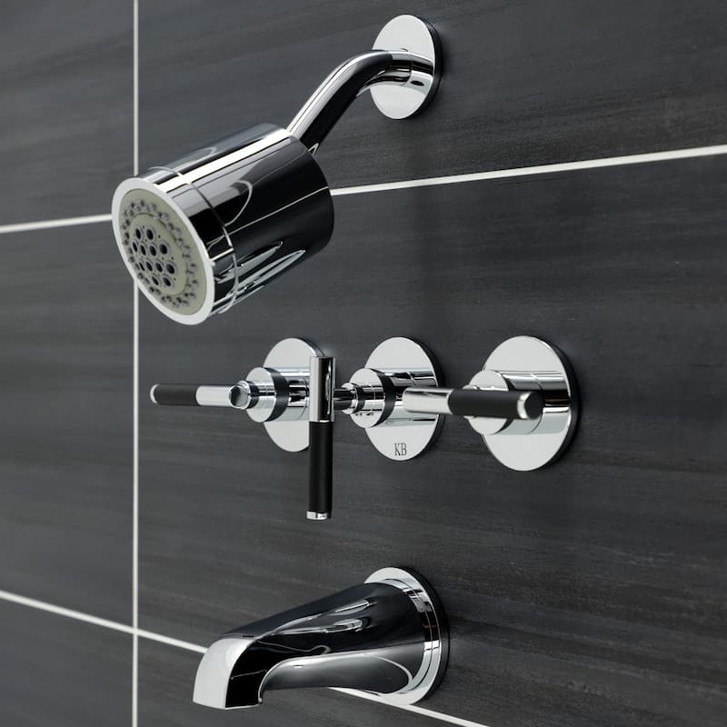 Kingston Brass Kaiser Three-Handle Tub and Shower Faucet