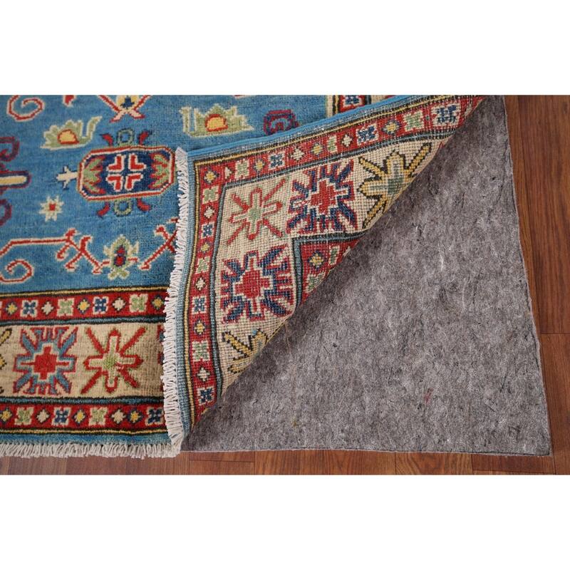 Blue Kazak Pakistan Accent Rug Hand-Knotted Wool Carpet - 3'5" x 4'10"