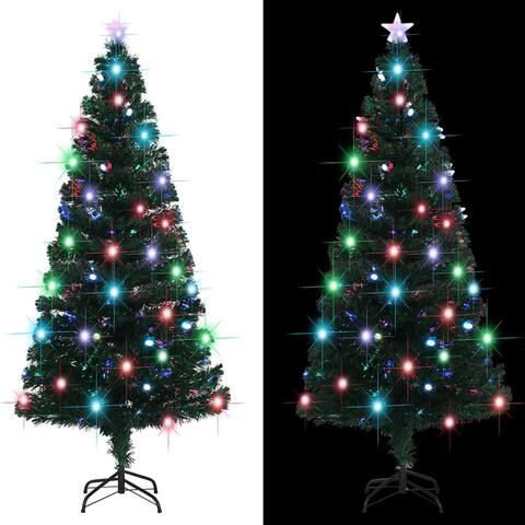 vidaXL Artificial Christmas Tree with Stand/LED 5/6/7/8 ft Fiber Optic