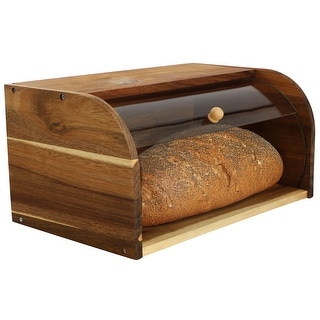 MegaChef Acacia Wood Bread Box with Sliding Plastic Lid - Bed Bath ...