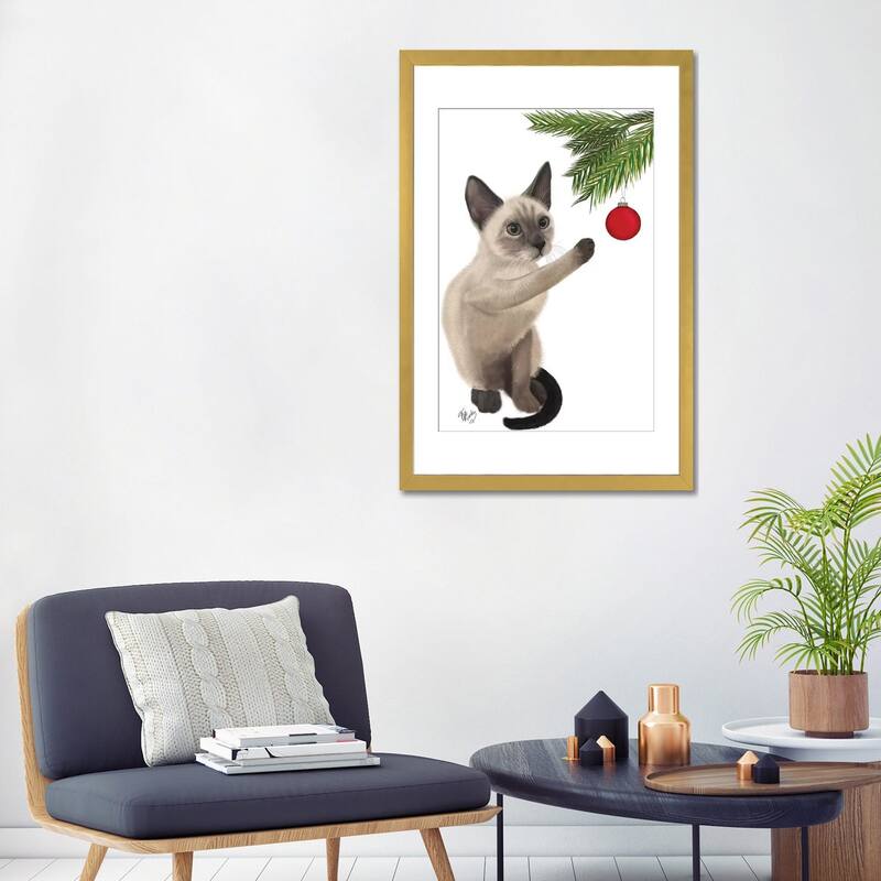iCanvas "Siamese Cat and Bauble" by Fab Funky