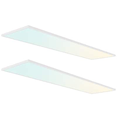 LUXRITE 1x4 FT. Slim Surface Mount Panel Light 5CCT Dimmable 3300/4400/5500 Lumens 30/40/50W Edge Lit 2 Pack
