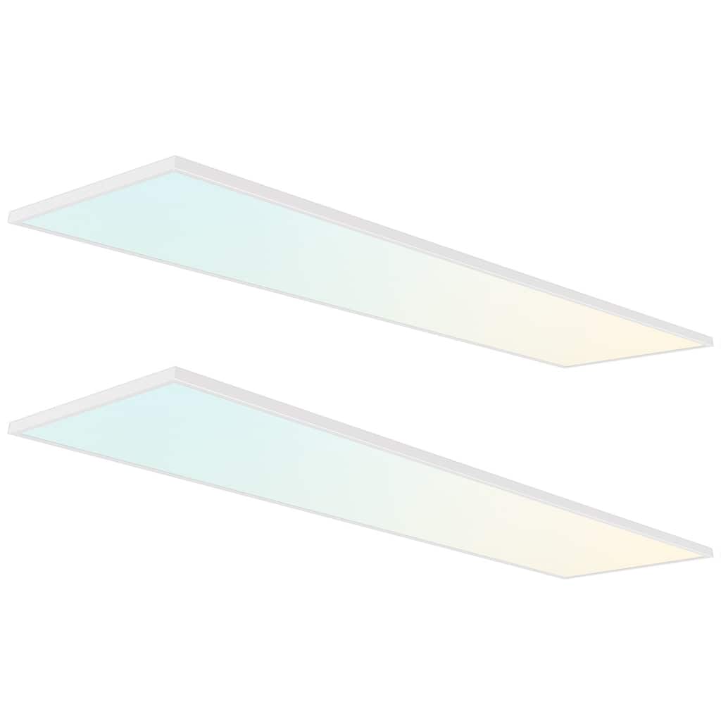 LUXRITE 1x4 FT. Slim Surface Mount Panel Light 5CCT Dimmable 3300/4400/5500 Lumens 30/40/50W Edge Lit 2 Pack