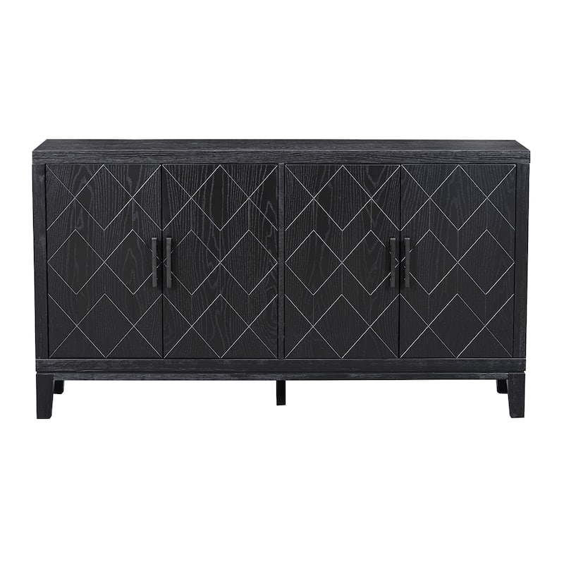 4-door Retro Sideboard with Adjustable Shelves