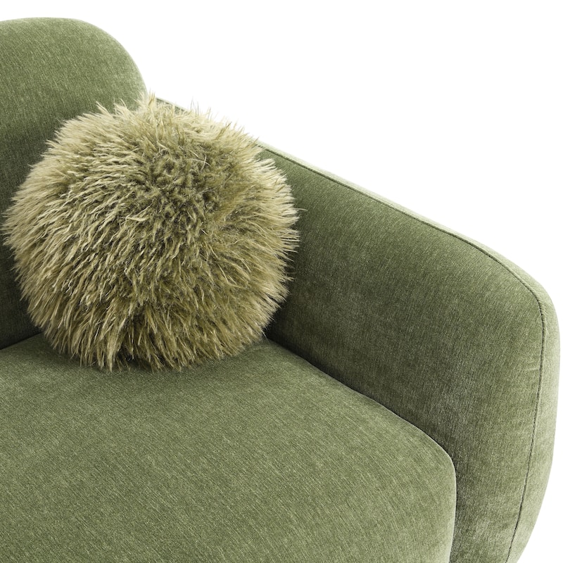 Furniture of America Velin Mid Century Modern OEKO TEX Chenille Sofa with Ball Pillows