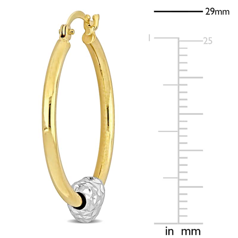 Miadora 14K 25x2mm 2-Tone Yellow Gold Heart Hoop Earrings