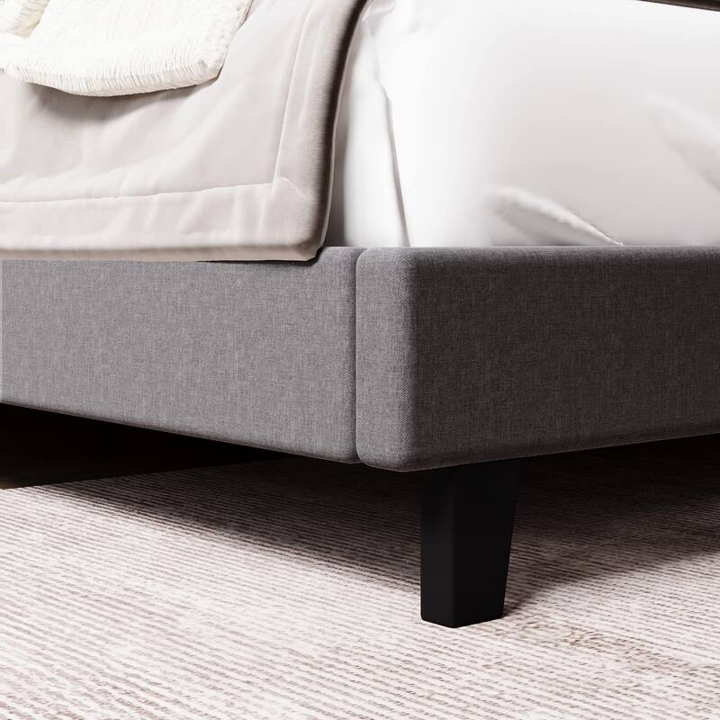 Modern Upholstered Platform Bed with Button Tufted Headboard