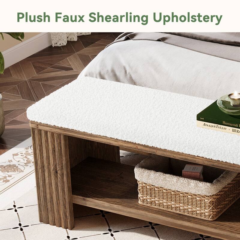 63" Long Upholstered Solid Wood Entryway Shoe Bench with Storage - 13.7" D x 63" W x 17.9" H