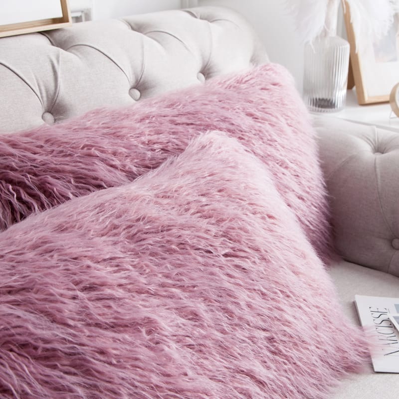 Karenne FauxFur Throw Pillow Covers (Set of 2), NO INSERT
