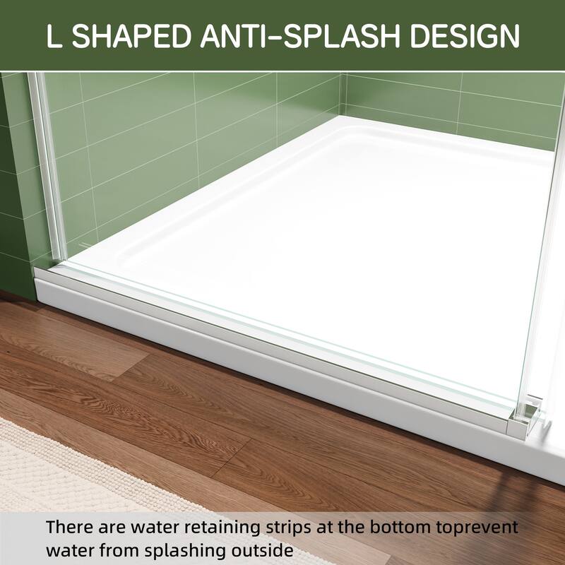 60x72 Single Sliding Shower Door, Slim Frame, 8mm Tempered Glass, Matte Black, 304 SS, 4 in Adjustable, Quiet Glide