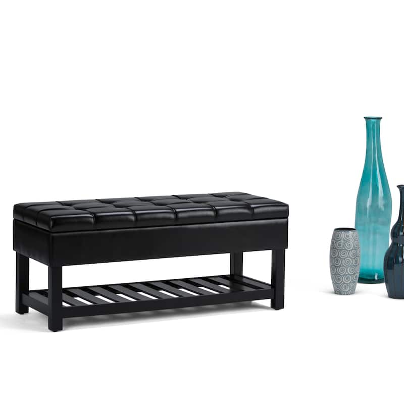 WYNDENHALL Wyatt 44 inch Wide Transitional Rectangle Ottoman Bench - 43"x 17"x 18.5" - Midnight Black