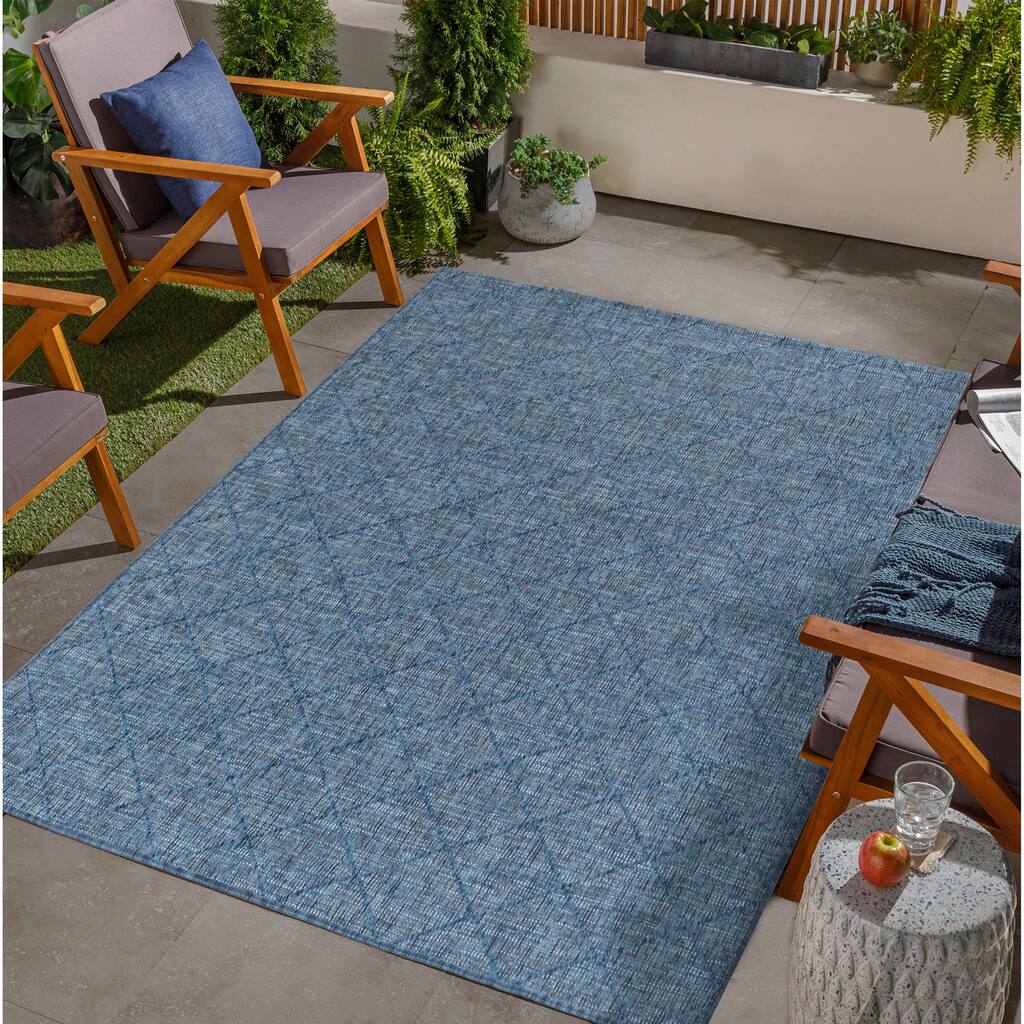 Larissa Collection Geometric Blue Indoor/Outdoor Area Rug