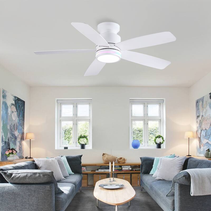 41 and 46 Inches Flush Mount Ceiling Fan with Light and Remote