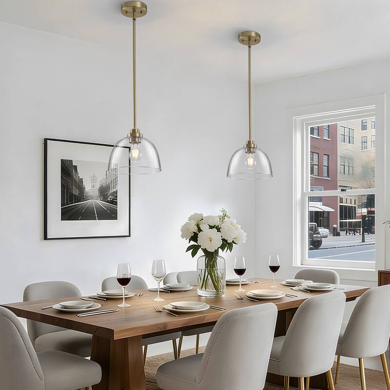 Starsky 1-Light Clear Glass Dome Pendant